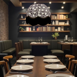 Grey Feather Print Dome Fabric Lampshades