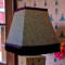 Khaki Green Animal Print and Black Fringe Trapezium Fabric Lampshades