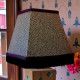 Khaki Green Animal Print and Black Fringe Trapezium Fabric Lampshades