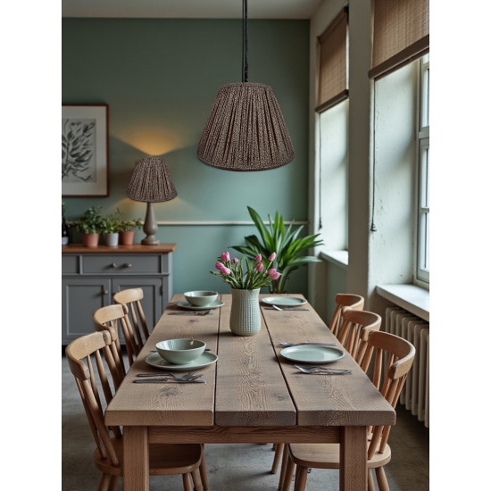 Khaki Green Animal Print Gathered Fabric Lampshade