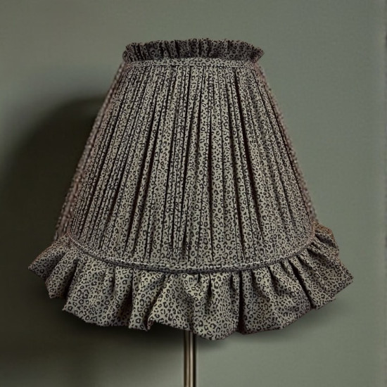 Khaki Green Animal Print Ruffled Fabric Lampshade