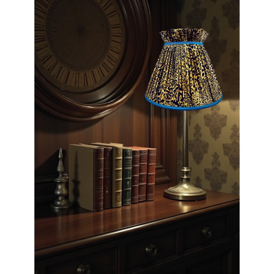 Leopard Animal Print Blue Ruffled Top Fabric Lampshade