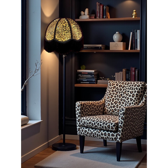 Leopard Animal Print and Black Dome Fabric Lampshades