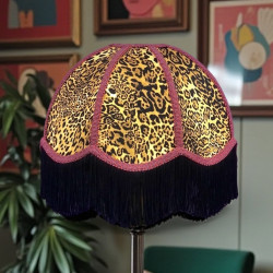 Leopard Animal Print and Fuchsia Dome Fabric Lampshades
