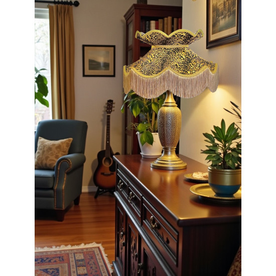 Leopard Animal Print and Gold Victorian Fabric Lampshades
