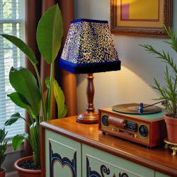 Leopard Animal Print and Black Fringe Trapezium Fabric Lampshades