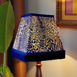 Leopard Animal Print and Black Fringe Trapezium Fabric Lampshades