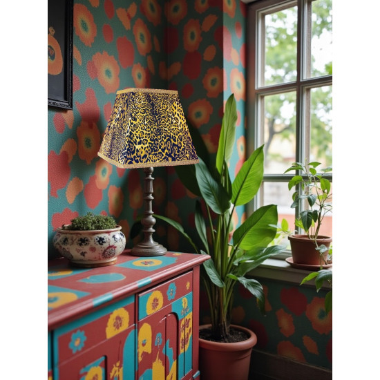 Leopard Animal Print and Gold Trapezium Fabric Lampshades