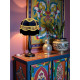 Black and Leopard Print Gold Panelled Dome Fabric Lampshade