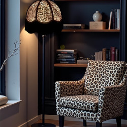 Lynx Animal Print and Black Dome Fabric Lampshades