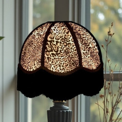 Lynx Animal Print and Black Dome Fabric Lampshades