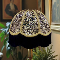 Lynx Animal Print and Gold Dome Fabric Lampshades