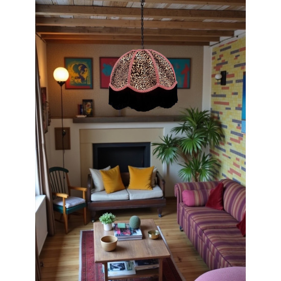Lynx Animal Print and Pink Dome Fabric Lampshades