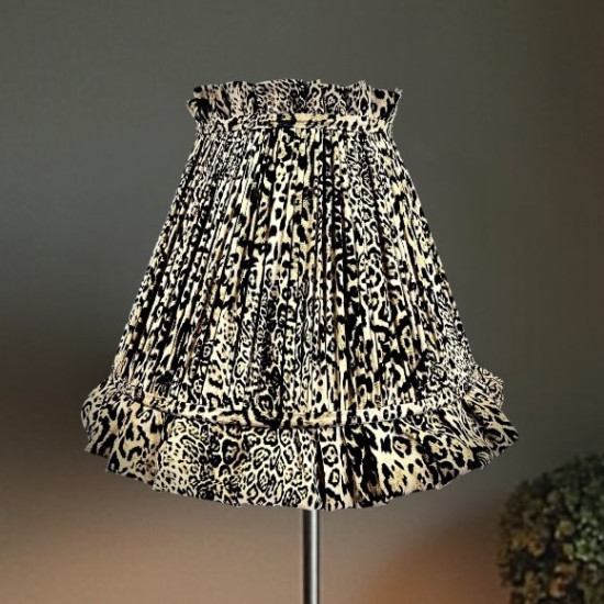 Lynx Animal Print Ruffled Fabric Lampshade