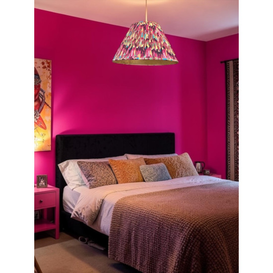 Hot Pink Feather Gathered Fabric Lampshade