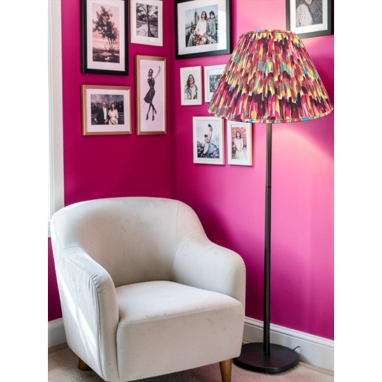 Hot Pink Feather Gathered Fabric Lampshade