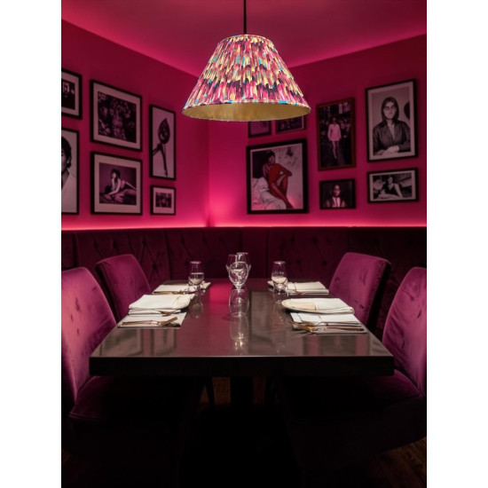Hot Pink Feather Gathered Fabric Lampshade