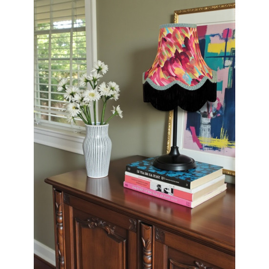 Hot Pink Feather Fabric Lampshades