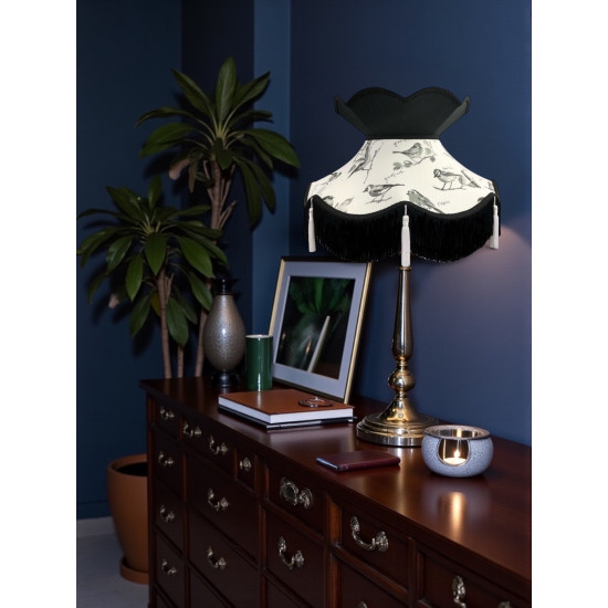 Garden Birds Black Victorian Fabric Lampshades