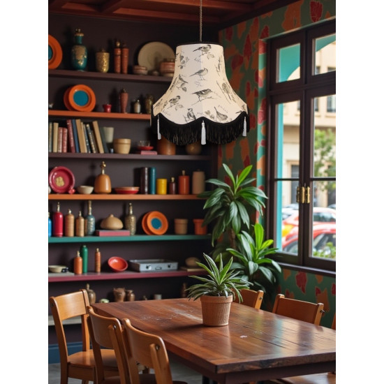 Garden Birds Fabric Scalloped Bottom Lampshades