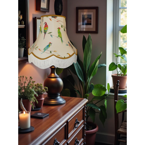Parrots and Toucan Gold Fabric Lampshades