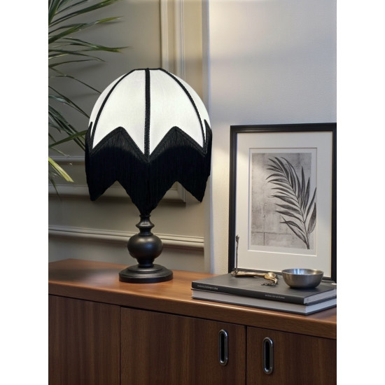 Ivory and Black Art Deco Fabric Lampshade