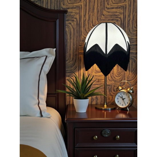 Ivory and Black Art Deco Fabric Lampshade