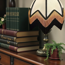 Ivory Black and Gold Art Deco Fabric Lampshade