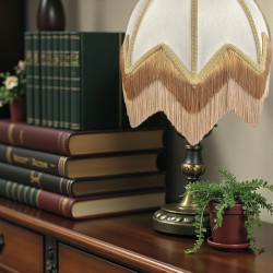 Ivory Coffee and Gold Art Deco Fabric Lampshade