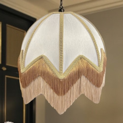 Ivory Coffee and Gold Art Deco Fabric Lampshade