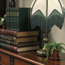 Ivory and Green Art Deco Fabric Lampshade