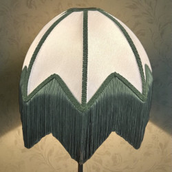 Ivory and Green Art Deco Fabric Lampshade