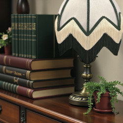 Ivory Green and Cream Art Deco Fabric Lampshade