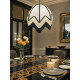 Ivory Green and Cream Art Deco Fabric Lampshade