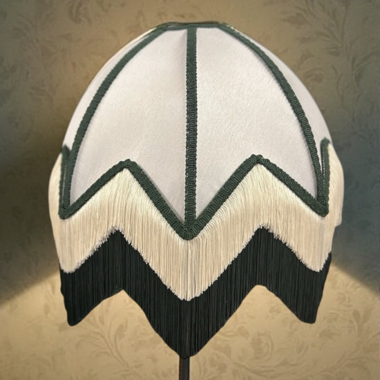 Ivory Green and Cream Art Deco Fabric Lampshade