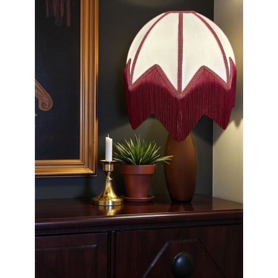 Ivory and Wine Art Deco Fabric Lampshade