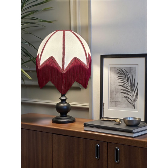 Ivory and Wine Art Deco Fabric Lampshade