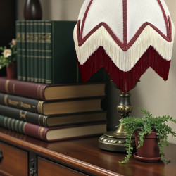 Ivory Wine and Cream Art Deco Fabric Lampshade