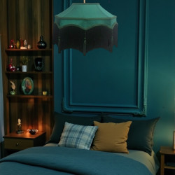 Holly Green and Black Balmoral Downton Abbey Fabric Ceiling Lampshade