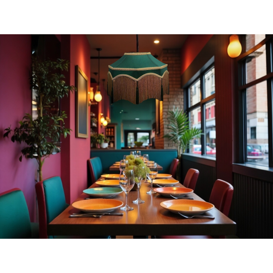 Holly Green Balmoral Downton Abbey Fabric Ceiling Lampshade