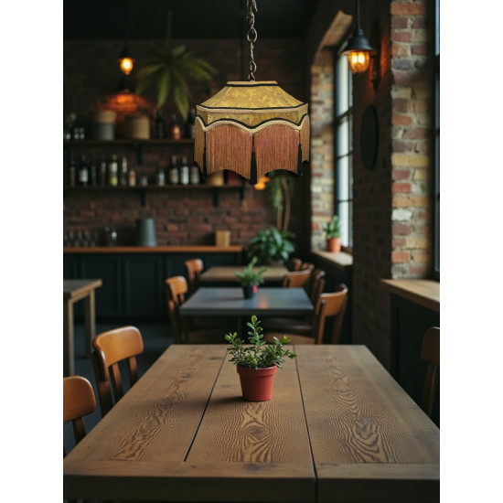 Paisley Jacquard Gold and Black Balmoral Downton Abbey Ceiling Lampshade