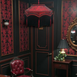 Paisley Jacquard Red Burgundy Black Balmoral Downton Abbey Ceiling Lampshade