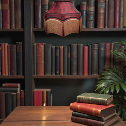 Paisley Jacquard Red Burgundy Gold Balmoral Downton Abbey Fabric Ceiling Lampshade