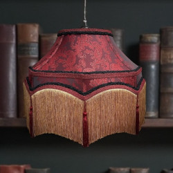 Paisley Jacquard Red Burgundy Gold Balmoral Downton Abbey Fabric Ceiling Lampshade