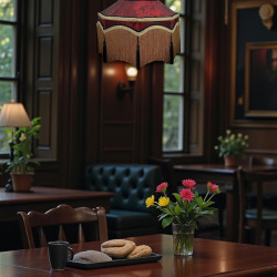 Paisley Jacquard Red Black Balmoral Downton Abbey Ceiling Lampshade