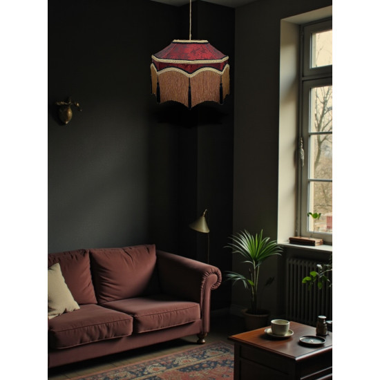 Paisley Jacquard Red Black Balmoral Downton Abbey Ceiling Lampshade
