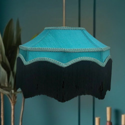 Teal Blue and Black Balmoral Downton Abbey Fabric Ceiling Lampshade