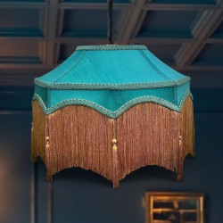 Teal Blue Balmoral Downton Abbey Fabric Ceiling Lampshade