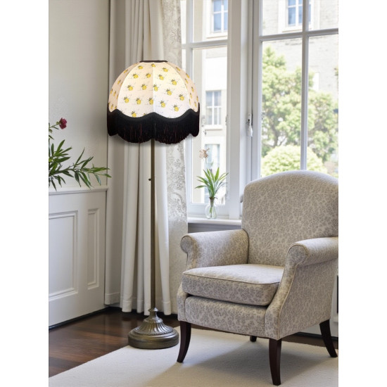 Worker Bee Ivory and Black Dome Fabric Lampshade