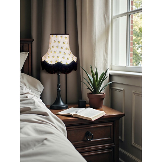 Worker Bee Ivory and Black Fabric Lampshades